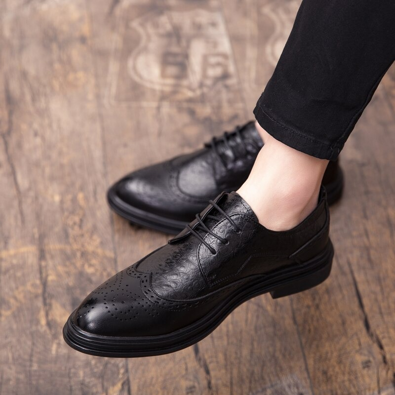 Fashion Male Genuine Leather Shoes / Derby Shoes Lace-up Flat