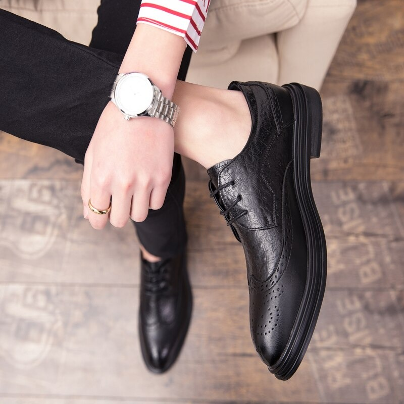 Fashion Male Genuine Leather Shoes / Derby Shoes Lace-up Flat