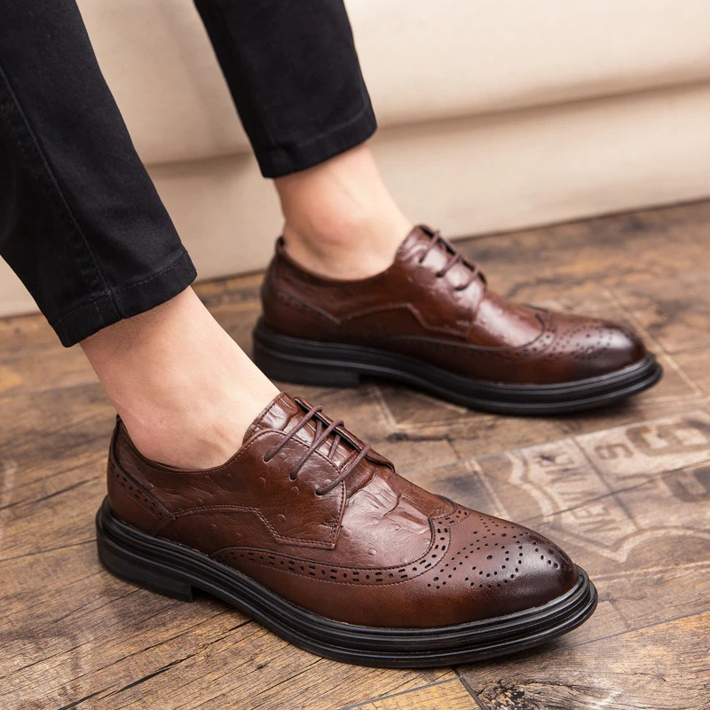 Fashion Male Genuine Leather Shoes / Derby Shoes Lace-up Flat