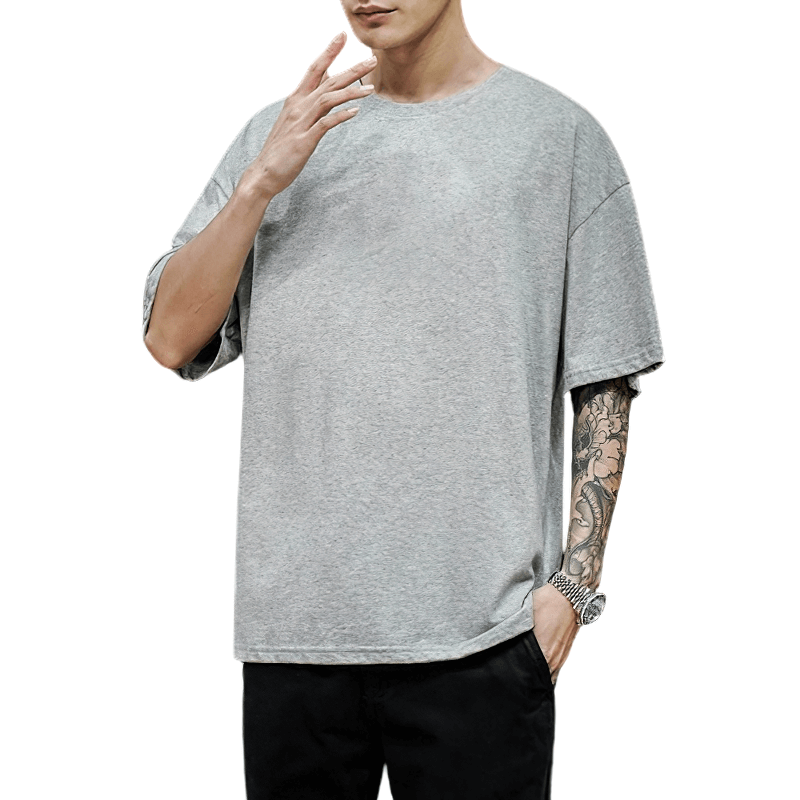 Fashion Men's Solid Cotton Loose T-Shirt / Alternative Style Male Oversized T-Shirts