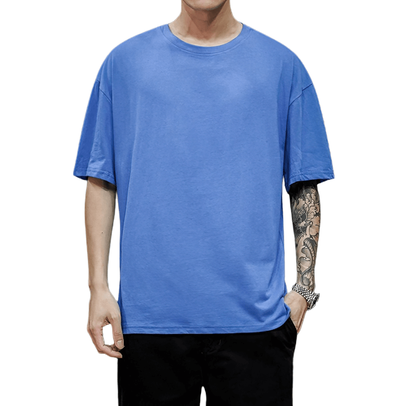 Fashion Men's Solid Cotton Loose T-Shirt / Alternative Style Male Oversized T-Shirts