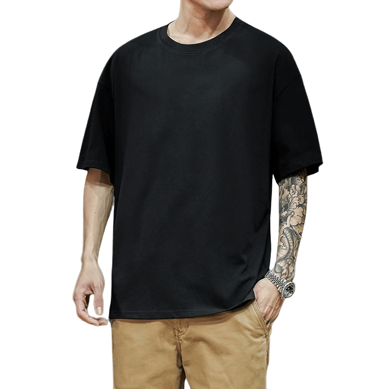 Fashion Men's Solid Cotton Loose T-Shirt / Alternative Style Male Oversized T-Shirts
