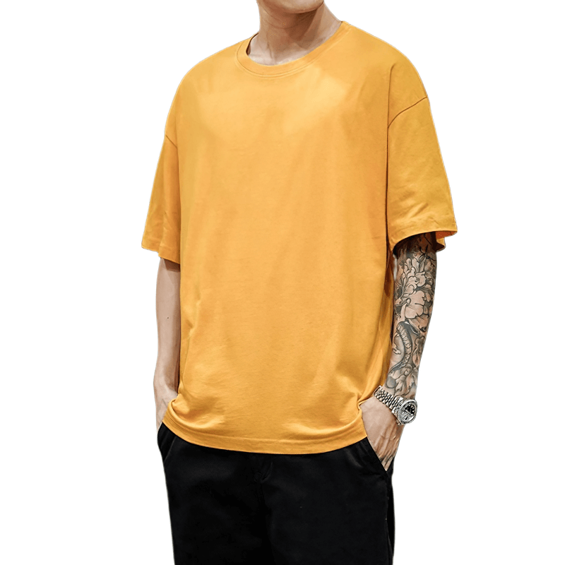Fashion Men's Solid Cotton Loose T-Shirt / Alternative Style Male Oversized T-Shirts