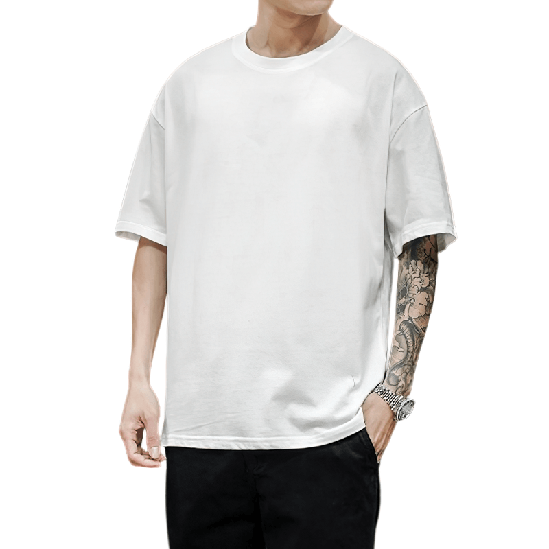 Fashion Men's Solid Cotton Loose T-Shirt / Alternative Style Male Oversized T-Shirts