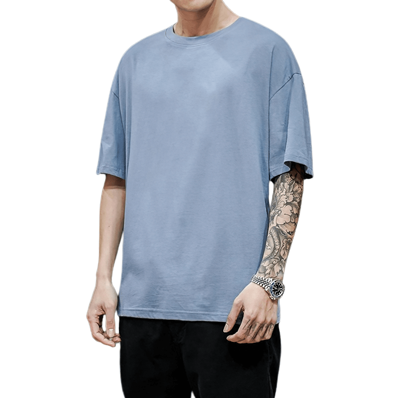 Fashion Men's Solid Cotton Loose T-Shirt / Alternative Style Male Oversized T-Shirts