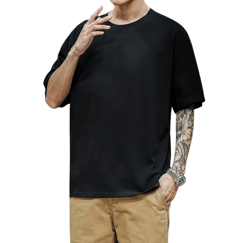 Fashion Men's Solid Cotton Loose T-Shirt / Alternative Style Male Oversized T-Shirts
