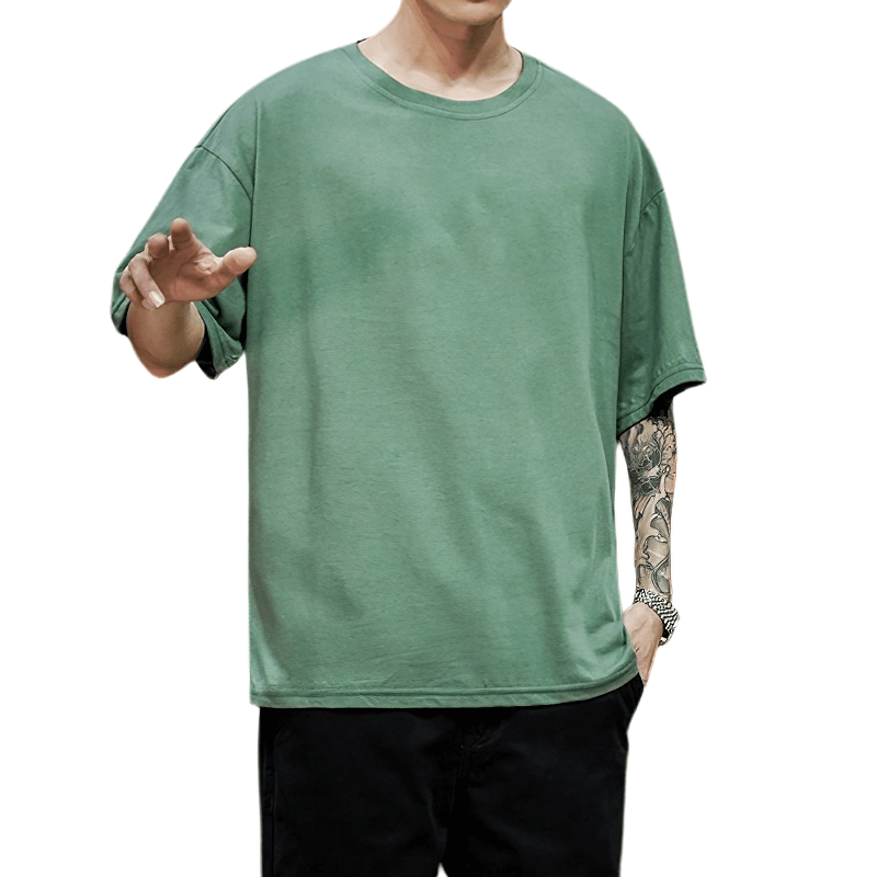 Fashion Men's Solid Cotton Loose T-Shirt / Alternative Style Male Oversized T-Shirts