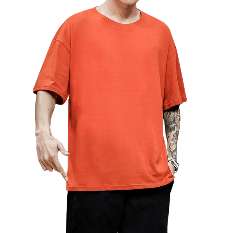 Fashion Men's Solid Cotton Loose T-Shirt / Alternative Style Male Oversized T-Shirts