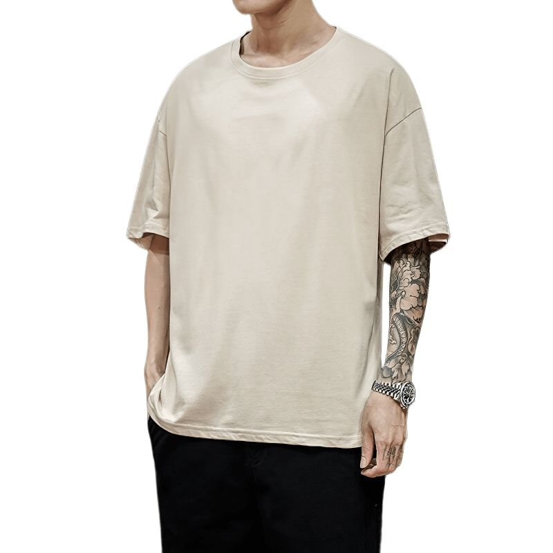 Fashion Men's Solid Cotton Loose T-Shirt / Alternative Style Male Oversized T-Shirts