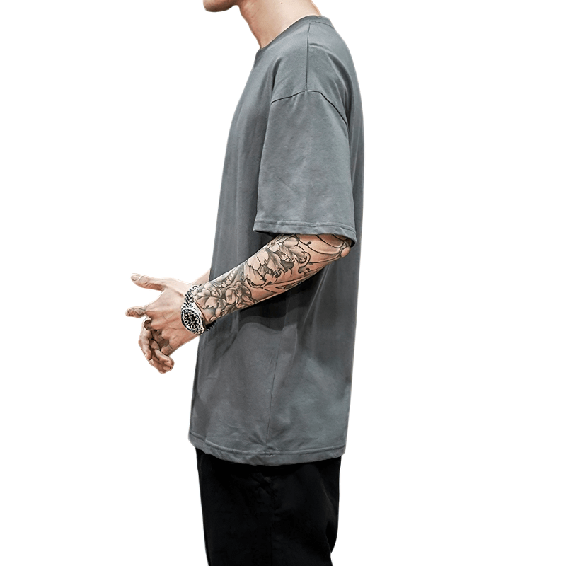 Fashion Men's Solid Cotton Loose T-Shirt / Alternative Style Male Oversized T-Shirts