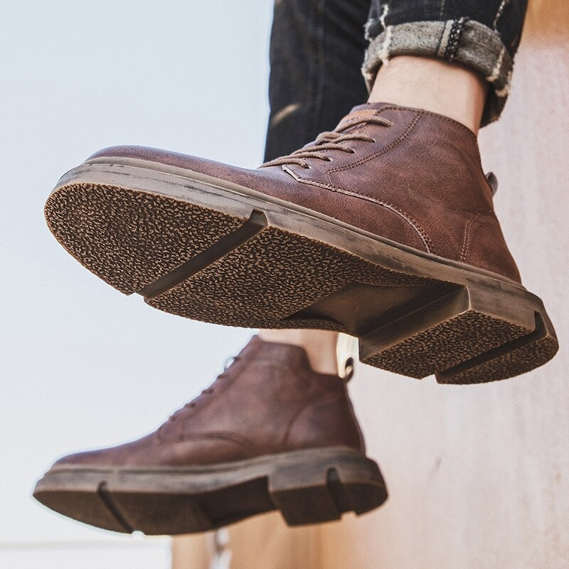 Fashion Men's Ankle Leather Boots / Casual Non-Slip Boots in British Style