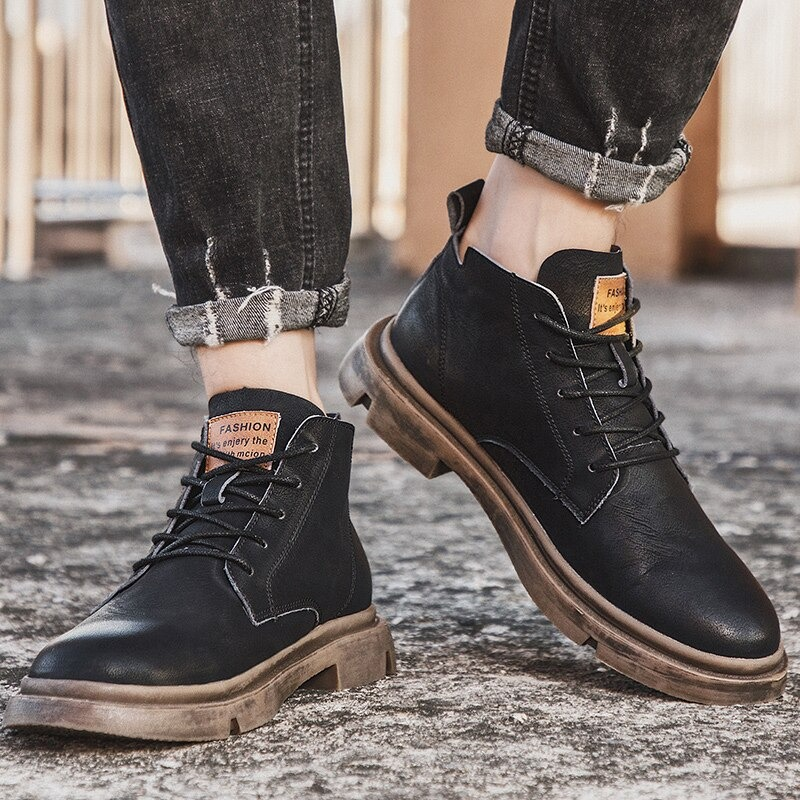 Fashion Men's Ankle Leather Boots / Casual Non-Slip Boots in British Style