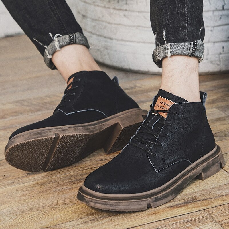 Fashion Men's Ankle Leather Boots / Casual Non-Slip Boots in British Style