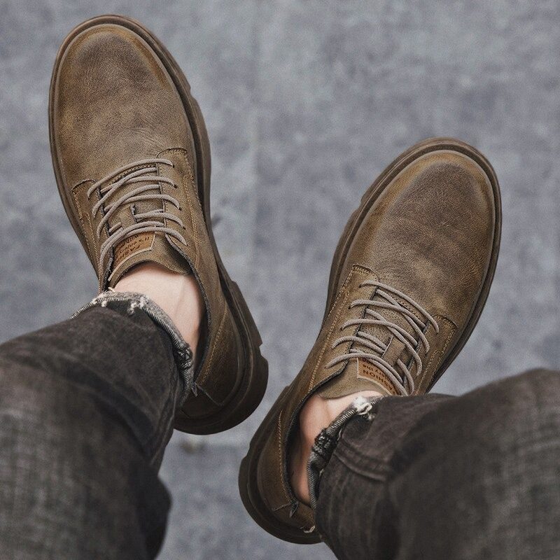 Fashion Men's Ankle Leather Boots / Casual Non-Slip Boots in British Style