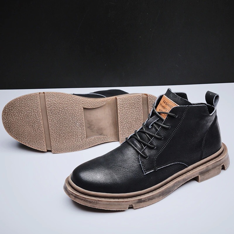 Fashion Men's Ankle Leather Boots / Casual Non-Slip Boots in British Style