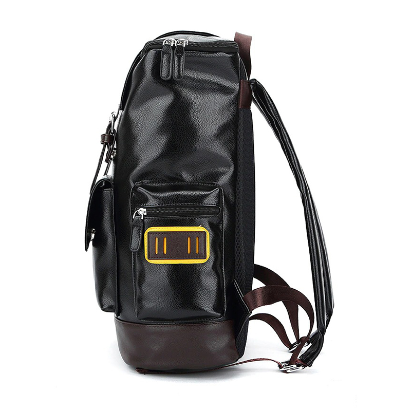 Fashion Men's Black PU Leather Backpack / Brand Multi Pockets Travel Large Capacity Backpacks