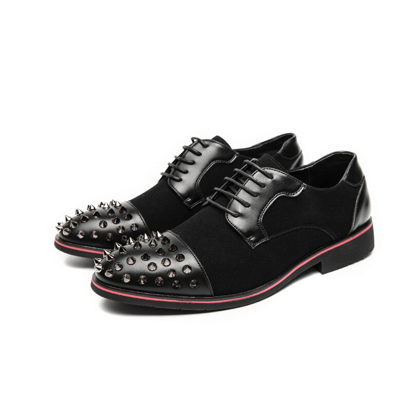 Fashion Men's Dress Shoes with Spikes / Alternative Style Lace-up Male Shoes