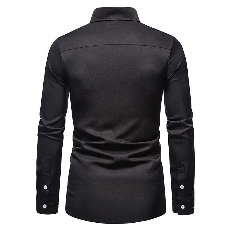 Fashion Men's Embroidered Asymmetric Long-sleeved Shirt / Male Cotton Shirts on Buttons