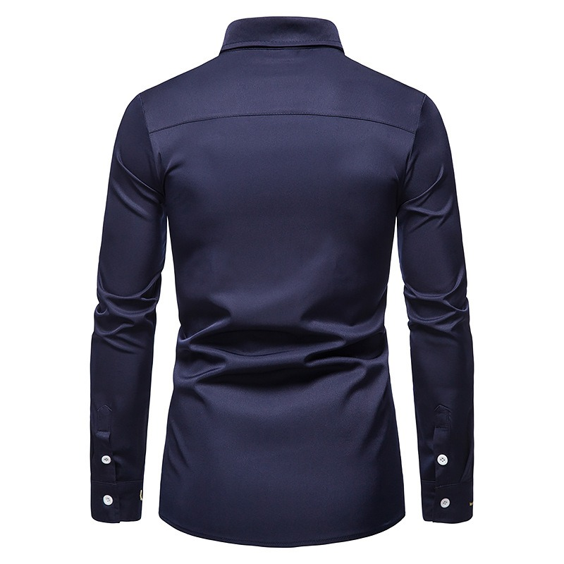 Fashion Men's Embroidered Asymmetric Long-sleeved Shirt / Male Cotton Shirts on Buttons