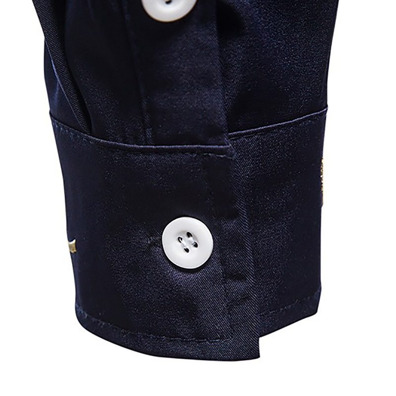 Fashion Men's Embroidered Asymmetric Long-sleeved Shirt / Male Cotton Shirts on Buttons