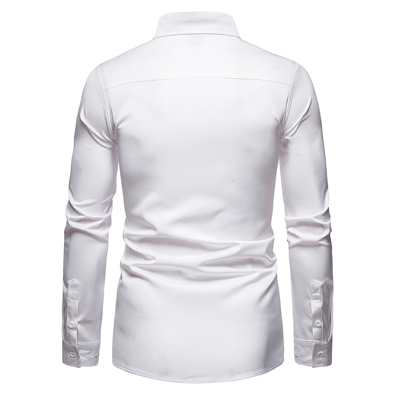 Fashion Men's Embroidered Asymmetric Long-sleeved Shirt / Male Cotton Shirts on Buttons