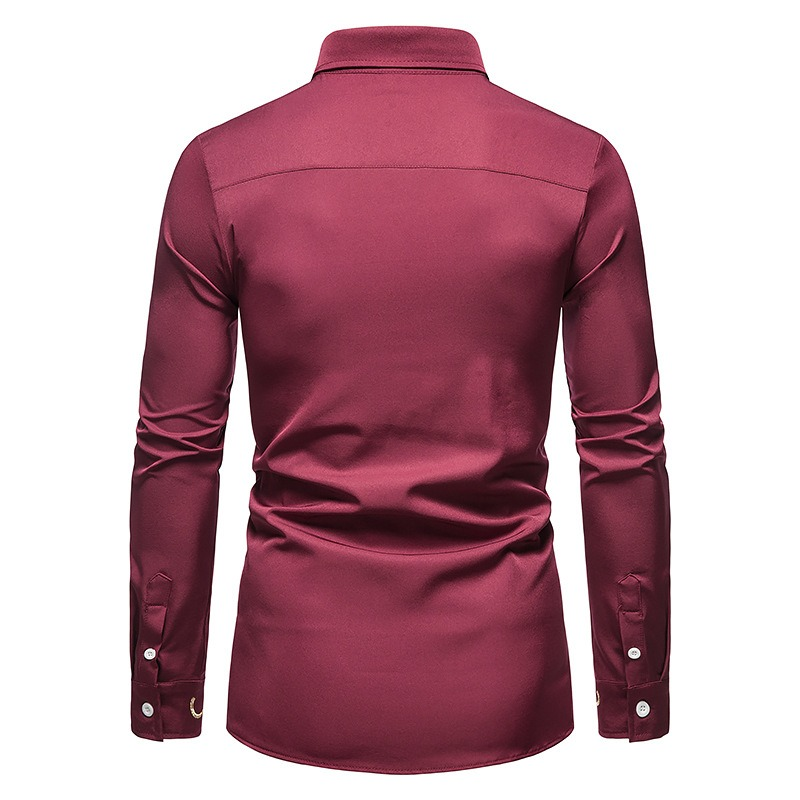 Fashion Men's Embroidered Asymmetric Long-sleeved Shirt / Male Cotton Shirts on Buttons