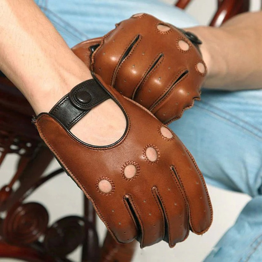 Fashion Men's Genuine Leather Gloves / Casual Male Motorcycle Riding Gloves