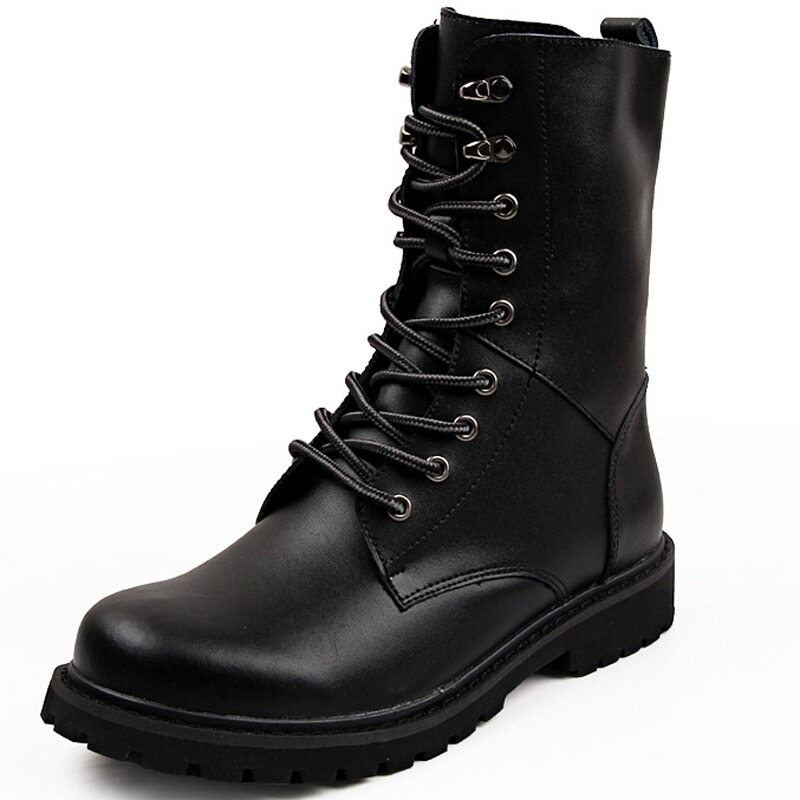Fashion Men's Natural Leather Boots High Top / Military combat Boots of Lace-up