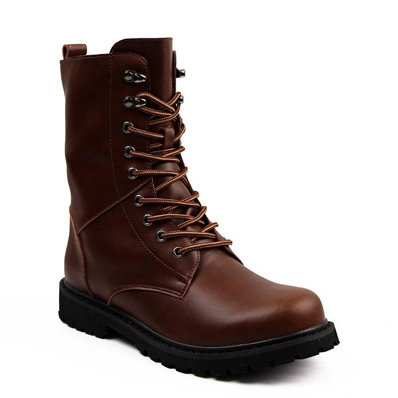 Fashion Men's Natural Leather Boots High Top / Military combat Boots of Lace-up