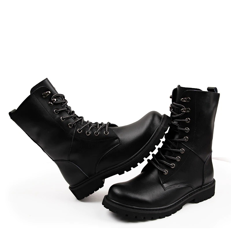 Fashion Men's Natural Leather Boots High Top / Military combat Boots of Lace-up
