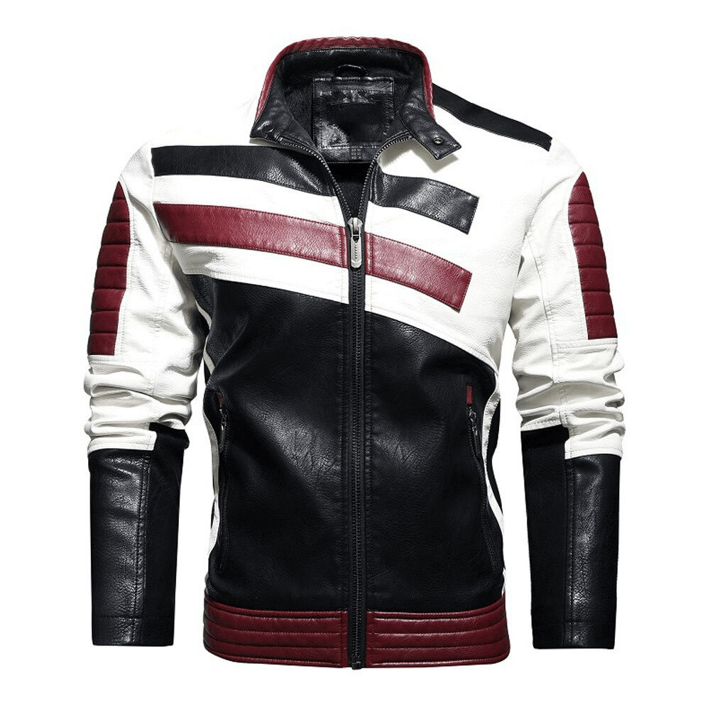 Fashion Men's Zipper PU Jacket / Autumn Casual Motorcycle Jacket / Biker Clothing for Men