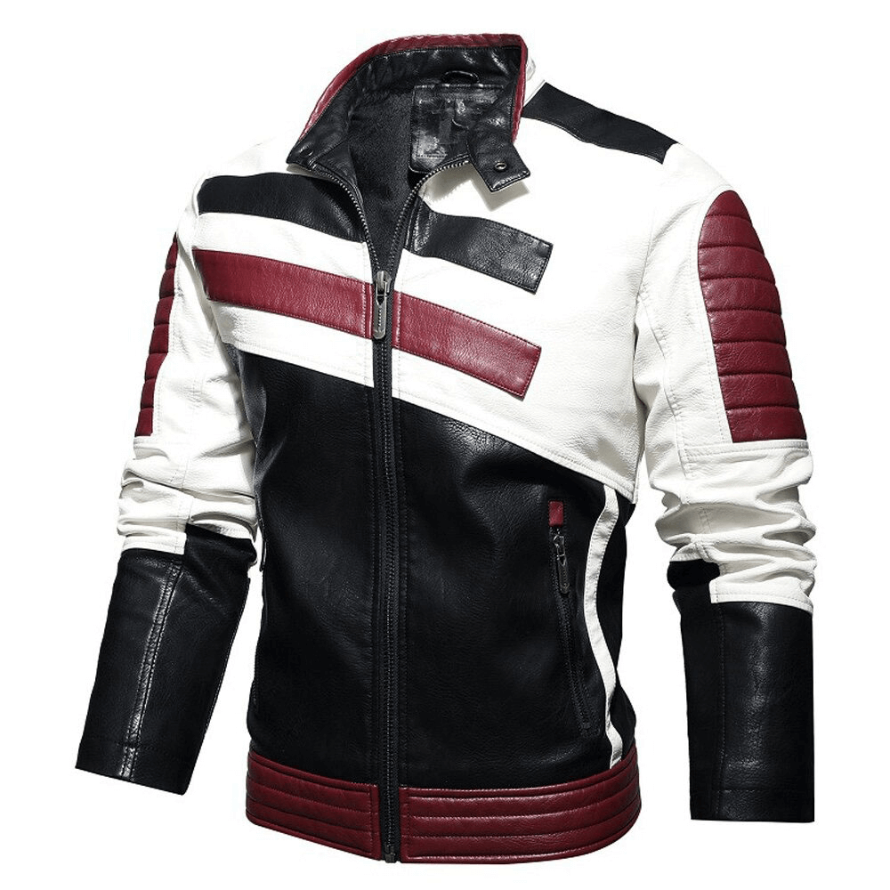Fashion Men's Zipper PU Jacket / Autumn Casual Motorcycle Jacket / Biker Clothing for Men