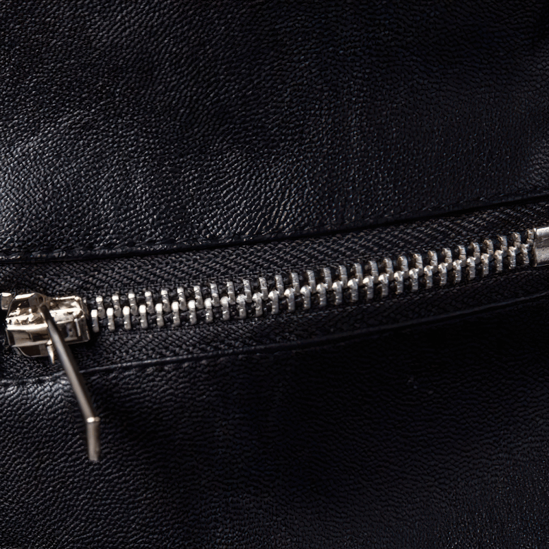 Men's Black Zipper PU Leather Jacket with Rivets / Motorcycle Biker Male Stand Collar Jackets