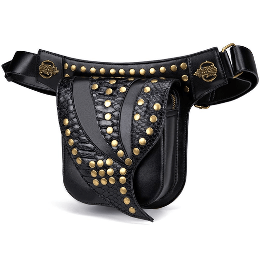 Fashion Motorcycle Waist Leg Bag / Steampunk Chest Bag with Rivets