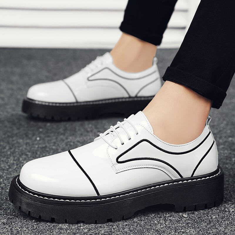 Fashion Oxfords PU Leather Shoes For Men / Casual Male Thick Bottom Footwear