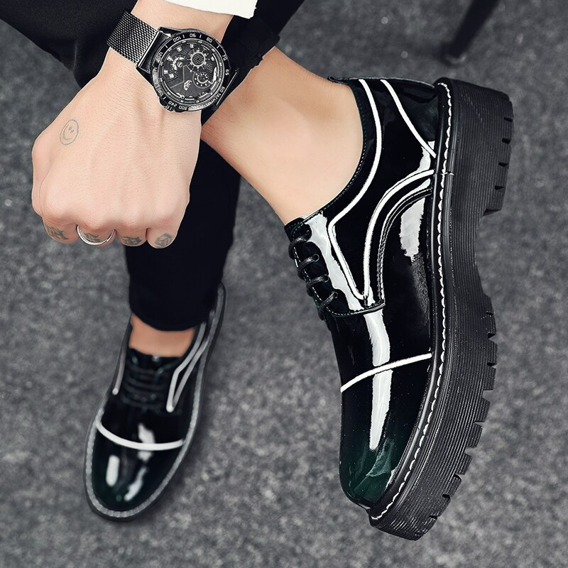 Fashion Oxfords PU Leather Shoes For Men / Casual Male Thick Bottom Footwear