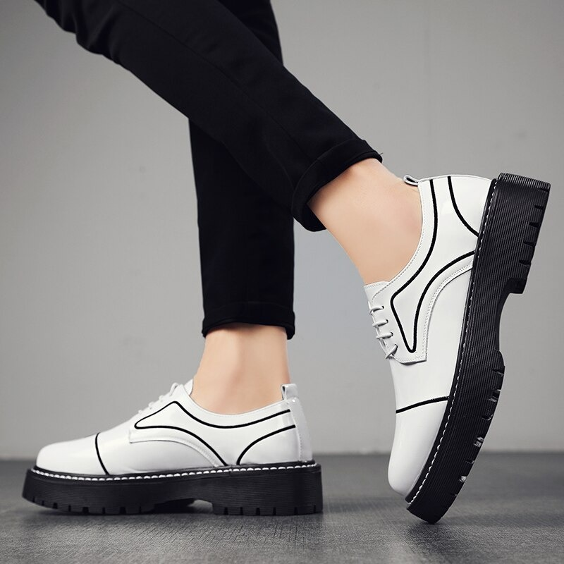 Fashion Oxfords PU Leather Shoes For Men / Casual Male Thick Bottom Footwear