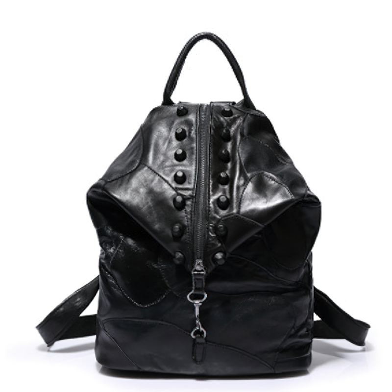 Fashion Panelled Designer Women Bag / Genuine Leather Backpack with Luxury Large Capacity