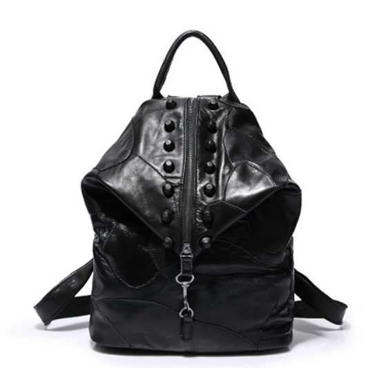 Fashion Panelled Designer Women Bag / Genuine Leather Backpack with Luxury Large Capacity