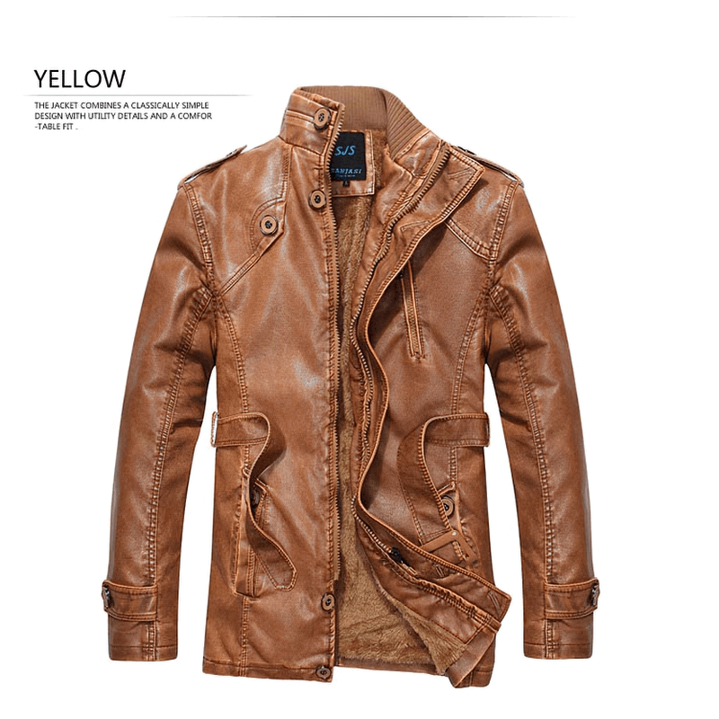 Fashion PU Leather Jacket For Men With Waist Belt / Casual Streetwear