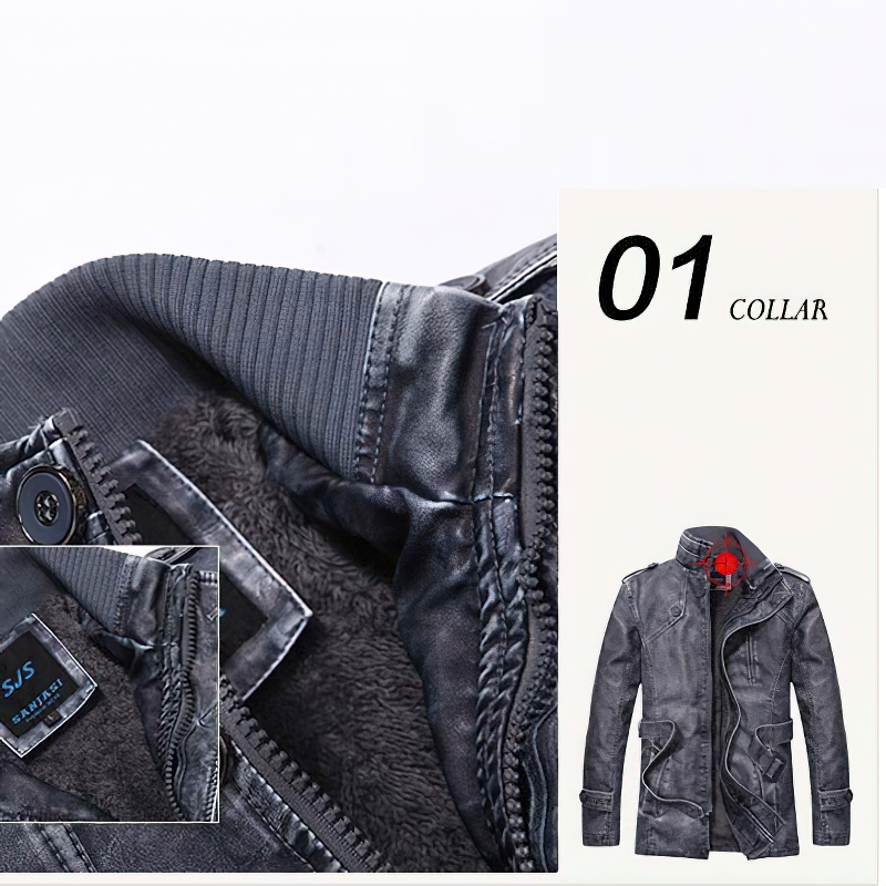 Fashion PU Leather Jacket For Men With Waist Belt / Casual Streetwear