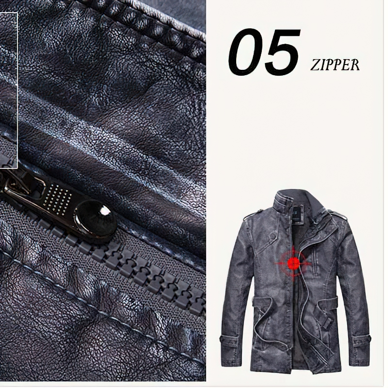 Fashion PU Leather Jacket For Men With Waist Belt / Casual Streetwear