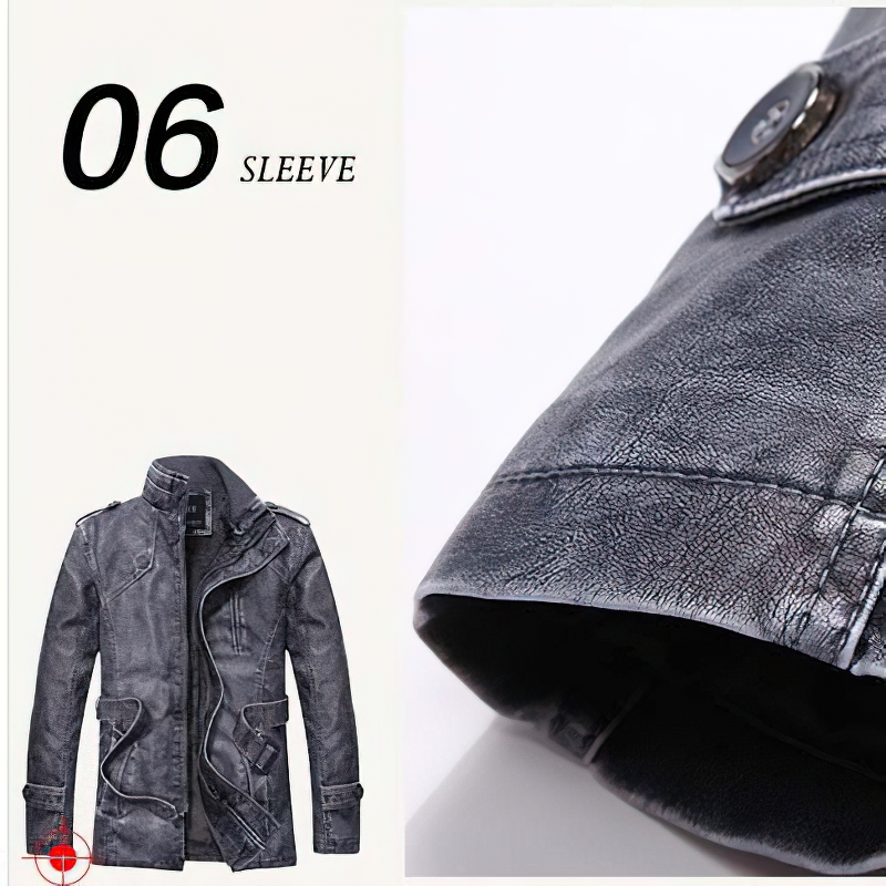 Fashion PU Leather Jacket For Men With Waist Belt / Casual Streetwear