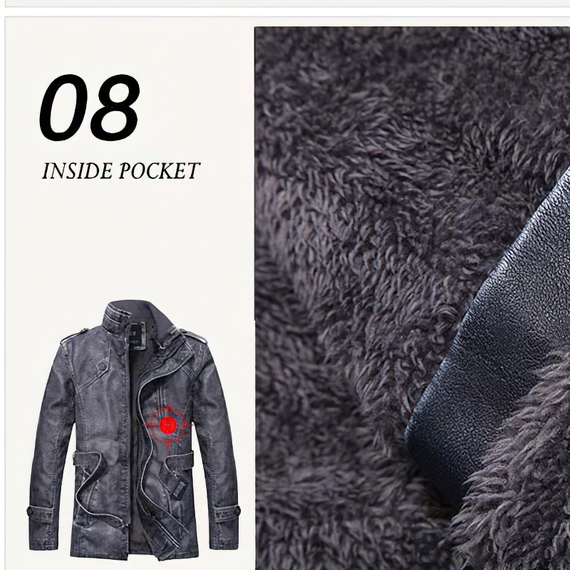 Fashion PU Leather Jacket For Men With Waist Belt / Casual Streetwear
