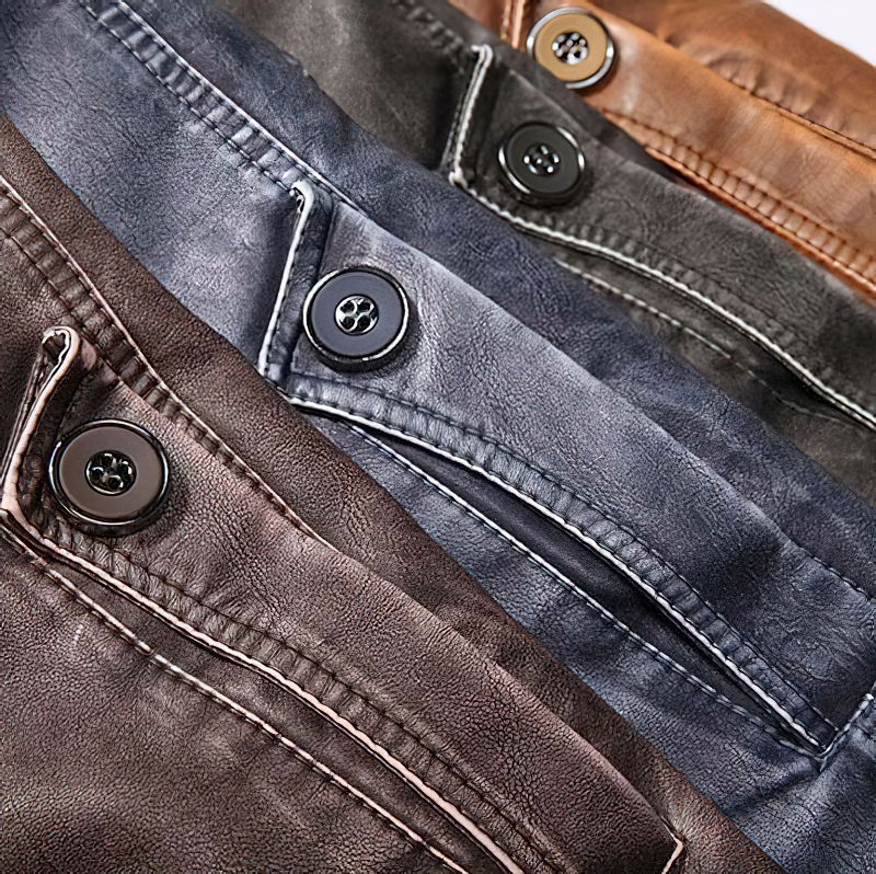 Fashion PU Leather Jacket For Men With Waist Belt / Casual Streetwear