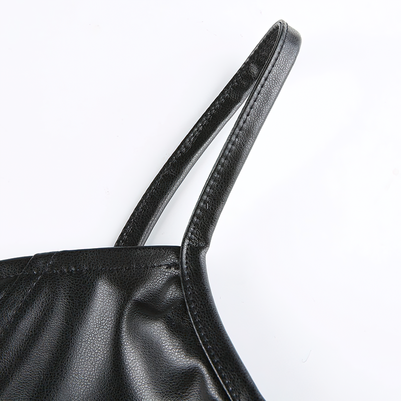 Fashion PU Leather Sleeveless Tank Top / Sexy Women's Corset Crop Top