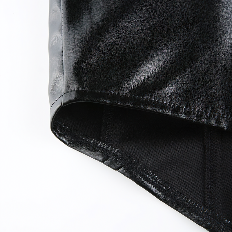 Fashion PU Leather Sleeveless Tank Top / Sexy Women's Corset Crop Top