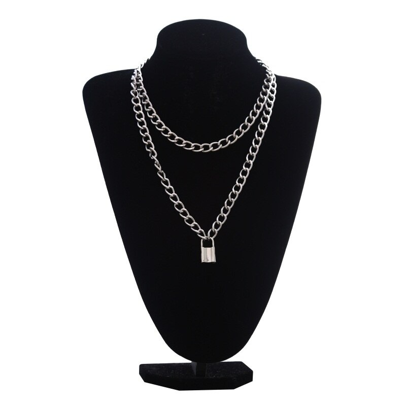 Fashion Punk Chain Necklace for Women / Chunky Chain with Lock Pendant
