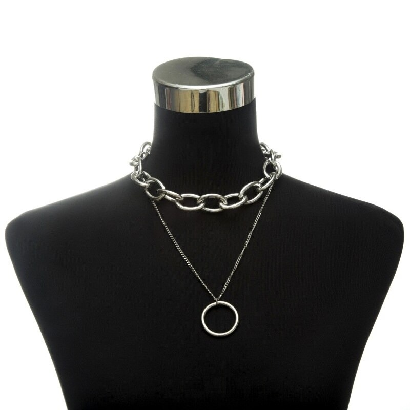Fashion Punk Chain Necklace for Women / Chunky Chain with Lock Pendant