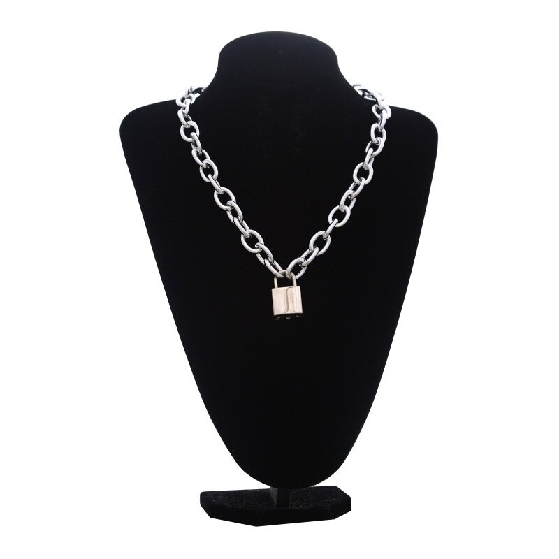 Fashion Punk Chain Necklace for Women / Chunky Chain with Lock Pendant